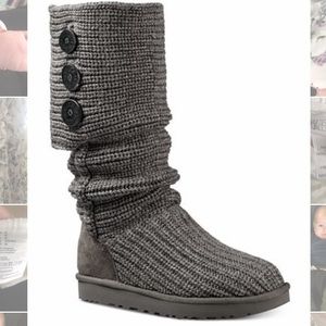 Gray Authentic Ugg Knit Boot